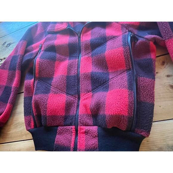 Cabela's Women's Black & Red Plaid Zip up jacket. Vintage? Made in USA. LARGE - Picture 3 of 8